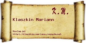 Klaszkin Mariann névjegykártya